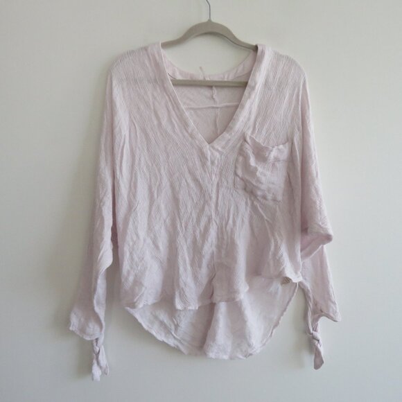 FREE PEOPLE Morning Dolman Tie Sleeve Gauzy Top in White Casual Boho Coastal M - Picture 2 of 14
